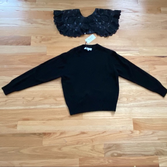 NWT Authentic Sea Ditsy Mix Removable Collar Cashmere Sweater in Black (Size XS) - Picture 8 of 11